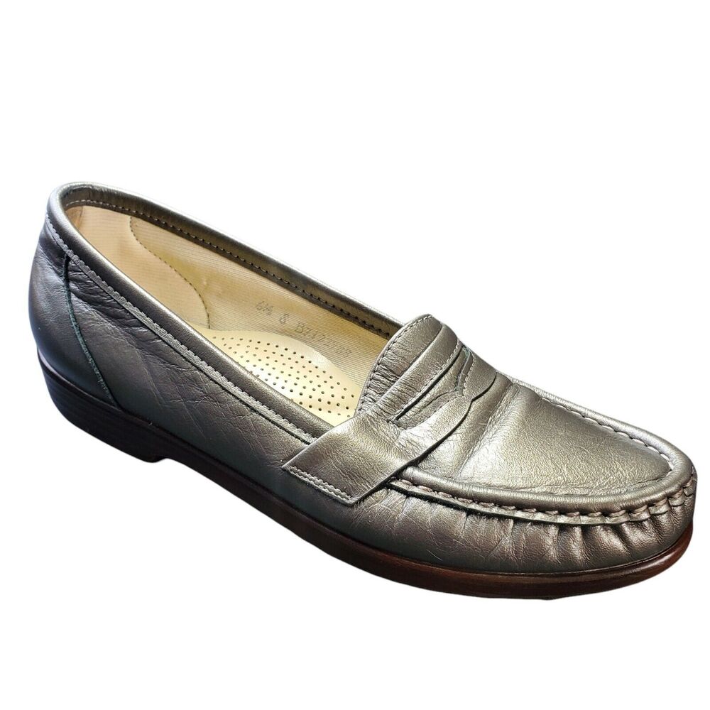 SAS Women's Tripad Comfort Pewter Slip On Loafers Shoes 6.5 Slim Cushion Support